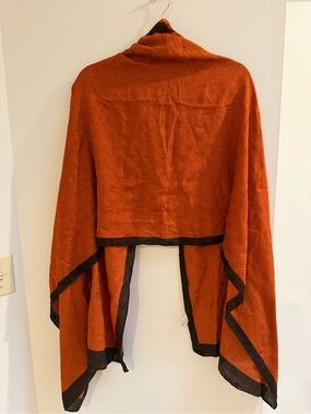 Turkish Cotton Blend Scarf - Vibrant Orange with Dark Border - Made in Turkey